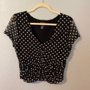 💞 5 for $10💞 Free Press Black with White Polka Dots Top